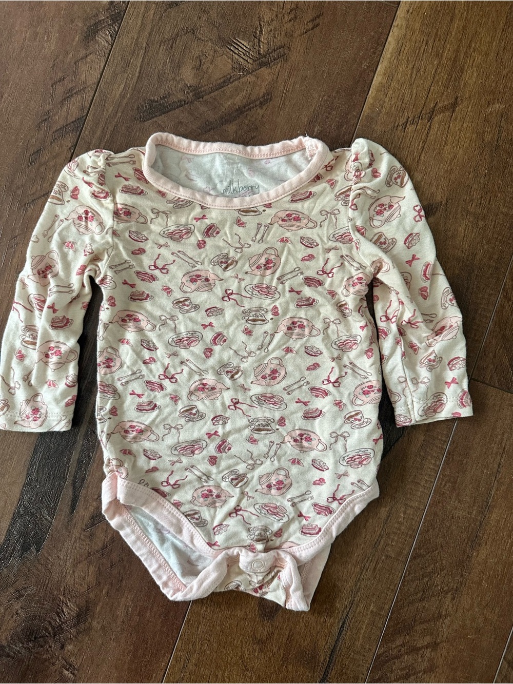 Milkberry Long-Sleeve Baby One-Piece Tea Party Bodysuit